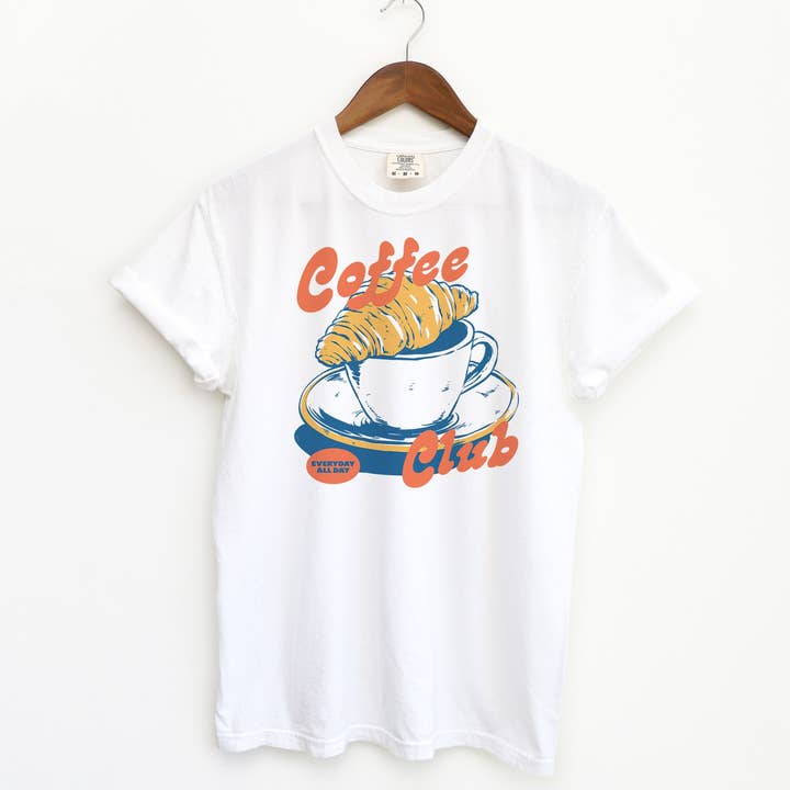 Coffee Club Croissant T-Shirt for wholesale by Blue Giraffe Inc