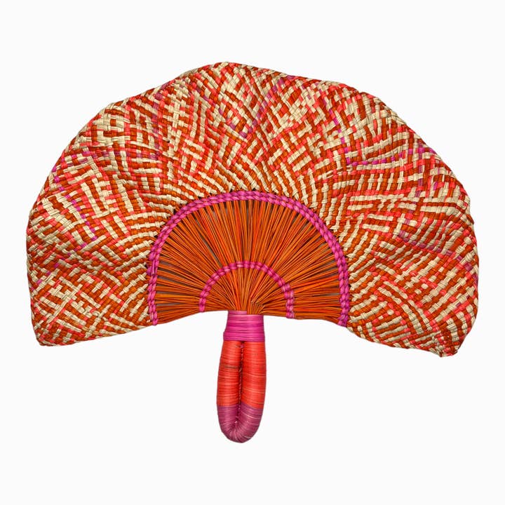 Toquilla Frilly hand fan Orange/Hot Pink for wholesale by Coro Coraâ„¢