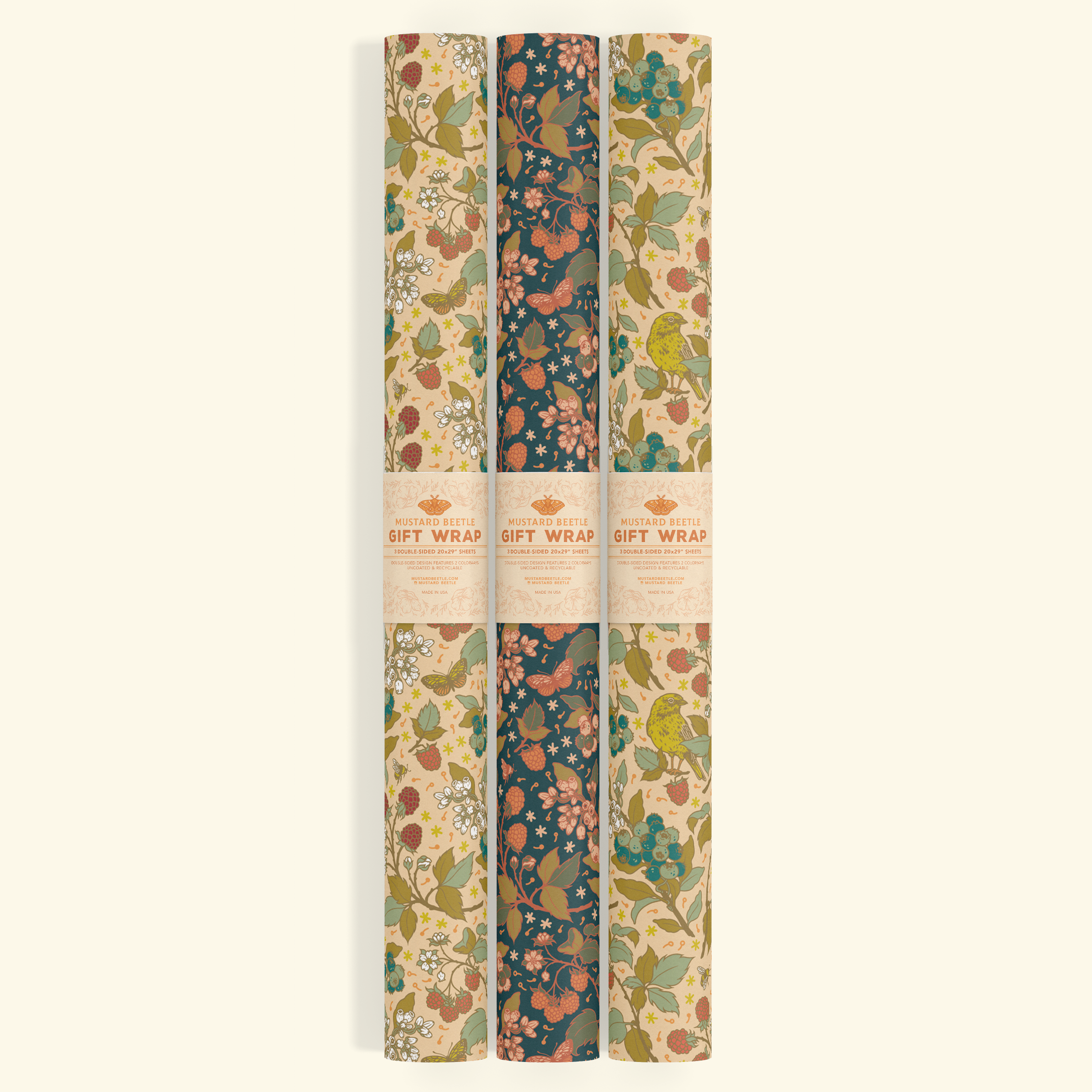 Mustard Beetle - Wholesale Flat Wrap - Gift Wrap: Berries3