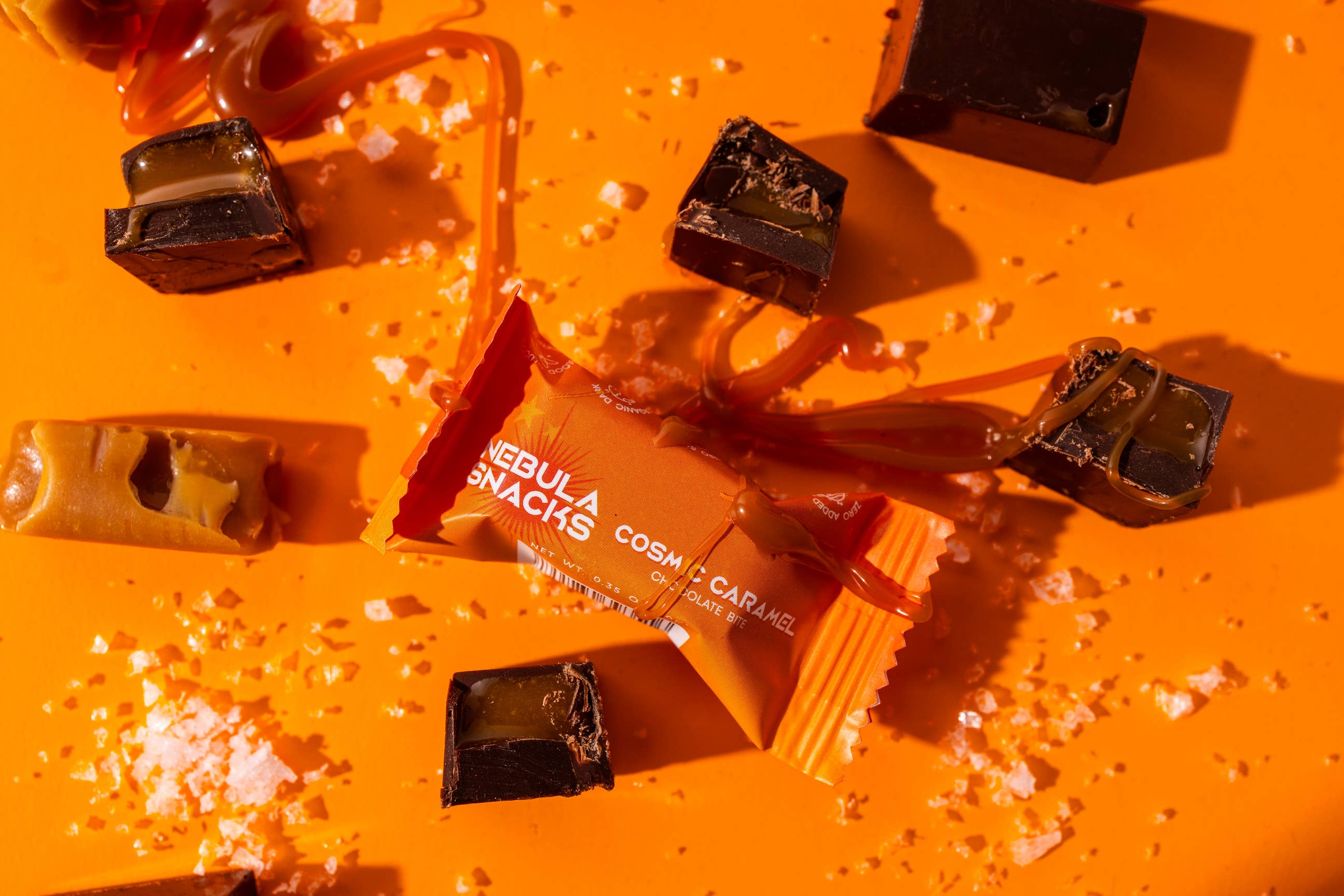 Nebula Snacks - Vente Chocolat - Bouchées de chocolat noir fourrées au caramel cosmique2