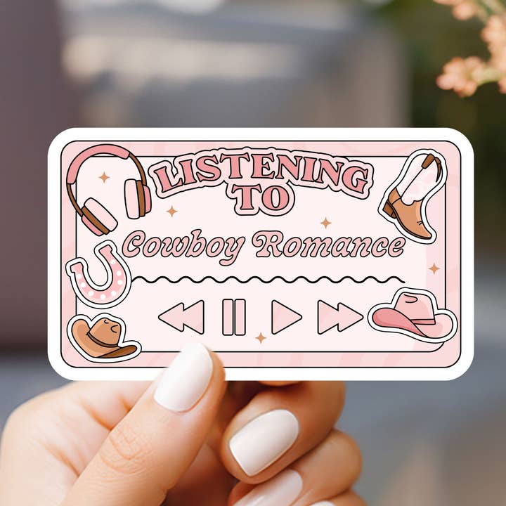 Listening to Cowboy Romance Player Sticker for wholesale by Market by Mari