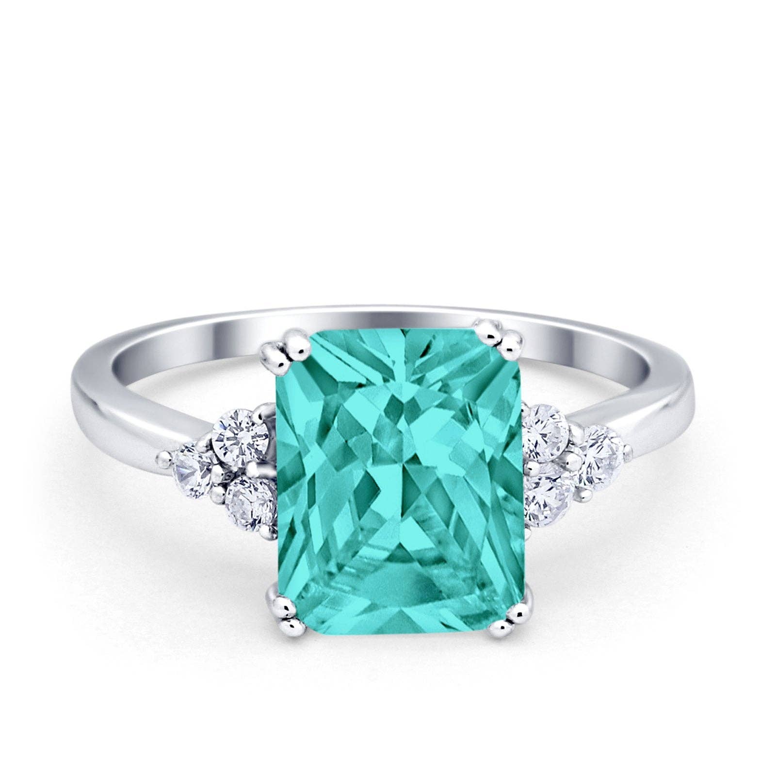 Art Deco Emerald Cut Wedding Ring Simulated Paraiba Tourmaline CZ for wholesale on Faire0
