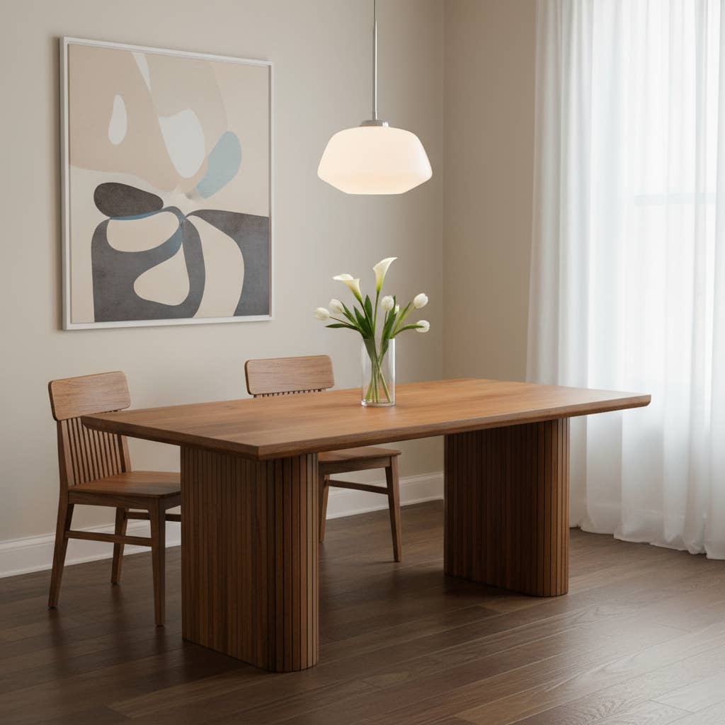 HomeRoots - Wholesale Console Table - 82" Brown Wood Double Pedestal Base Dining Table1