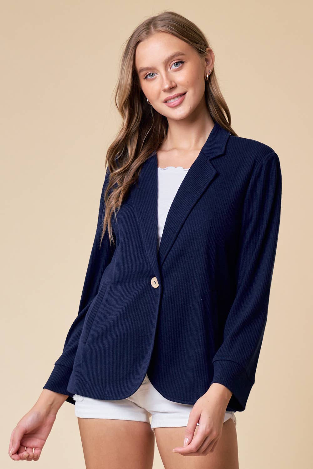 Doe and Rae - Wholesale Blazer - Women's - Placket Sleeve Knit Blazer - 10325J8