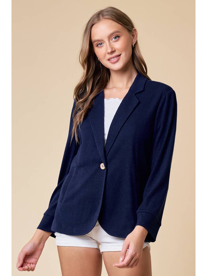 Doe and Rae - Wholesale Blazer - Women's - Placket Sleeve Knit Blazer - 10325J8