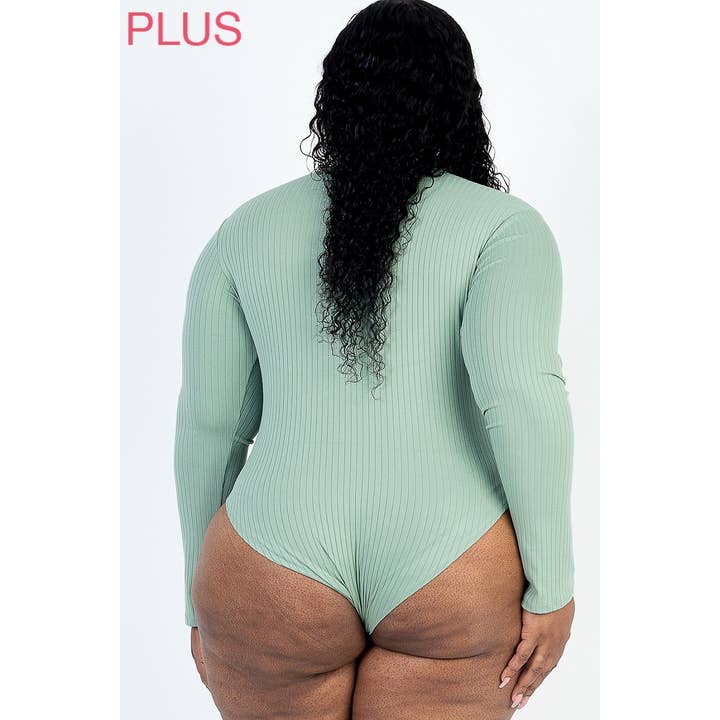 UP CLOTHING - Wholesale Bodysuit - Women's - Plus Size Ribbed Turtle Neck Long Sleeve Bodysuit9