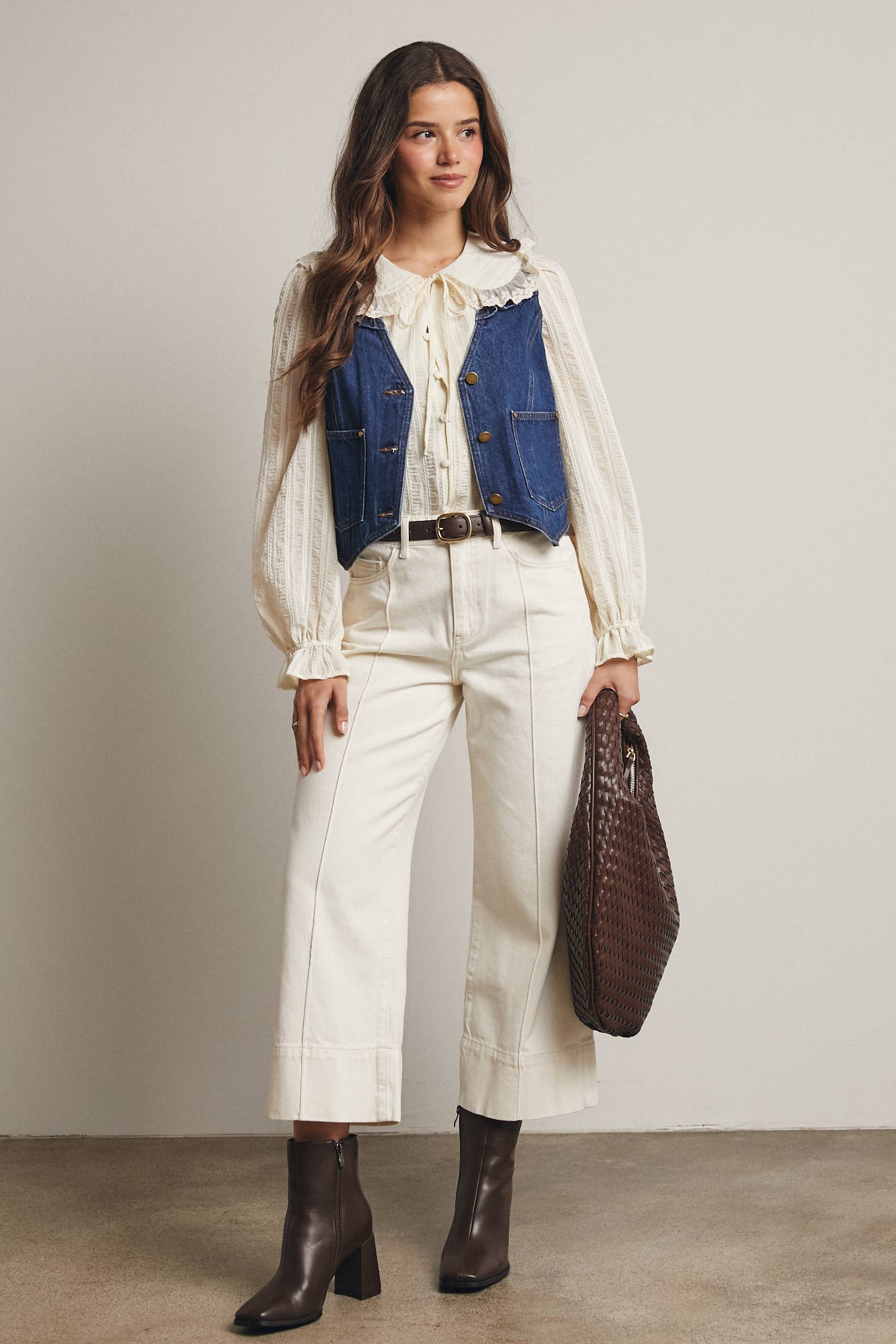 Brume bleue Gilet en Jean à Volants FVT0002 en vente sur Faire13