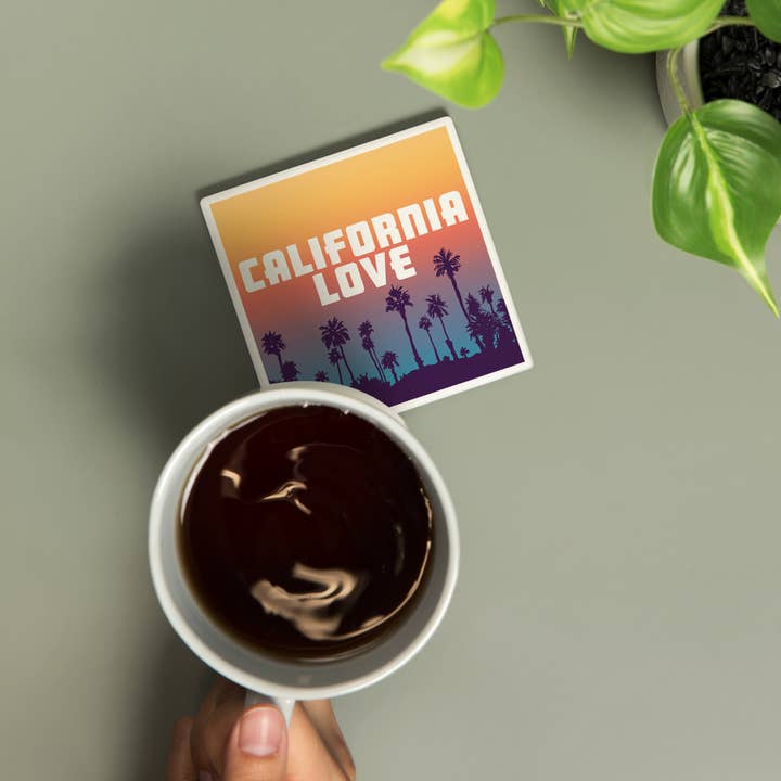 Lantern Press - Wholesale Coasters - California Love - Palm Trees Ceramic Coasters