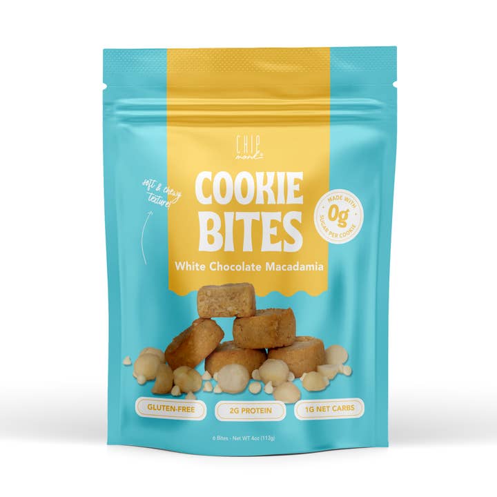 Bouchées de biscuits Keto | Macadamia au chocolat blanc | Friandises Keto pour la vente par ChipMonk Baking