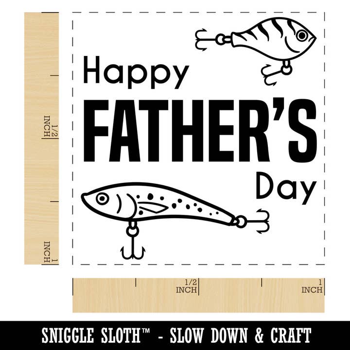 Sniggle Sloth - Wholesale Rubber/Decorative Stamp - Happy Father's Day Fishing Lure Bait Self-Inking Rubber Stamp Ink Stamper