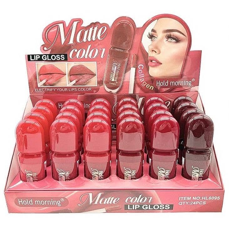 Diacly - Vente Brillants à lèvres et gloss - Lot de 24 Brillants à Lèvres Couleur Mate Matin Rouge Tonalité1
