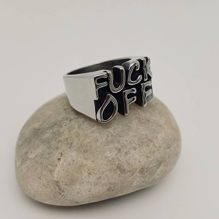 Mio Queena - Wholesale Signet Ring - Personalized Fuck Off Stainless Steel Ring - MJ/MR