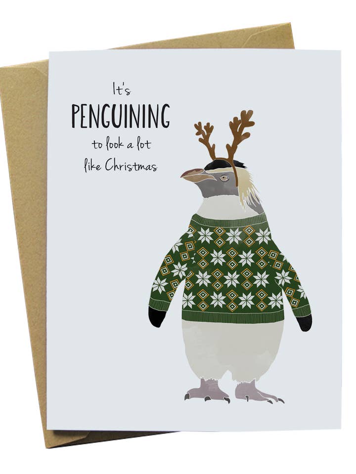 Weihnachtspinguin-Karte für den Großhandel von Paper Wolf Design