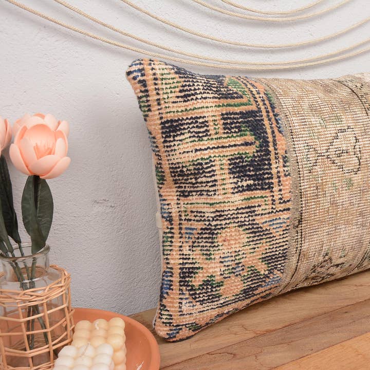 Turkish Kilim Antique Vintage Patchwork Lumbar Pillow for wholesale by Kilim Pillow Decors