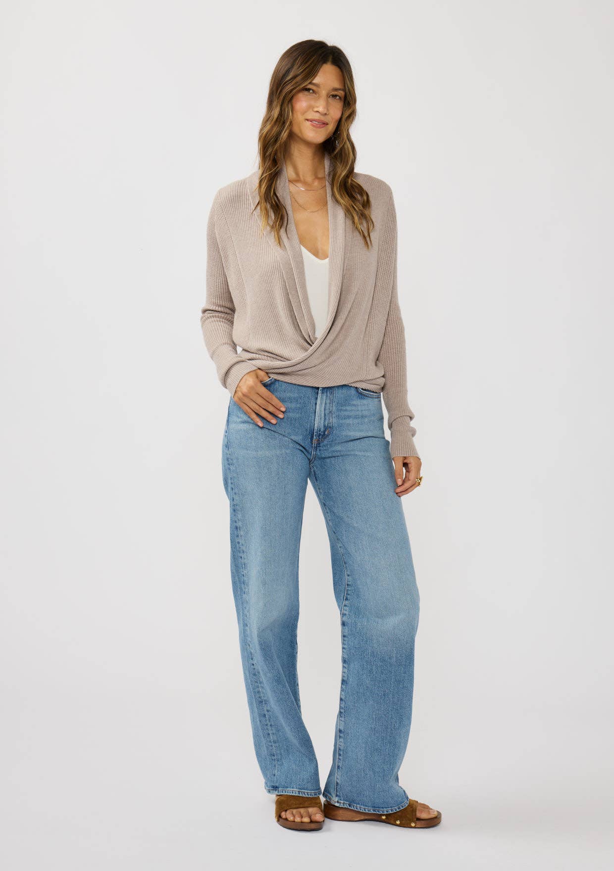 Lovestitch - Wholesale Cardigan - Women's - Waffle Knit Long Sleeve Tie Front Cardigan110