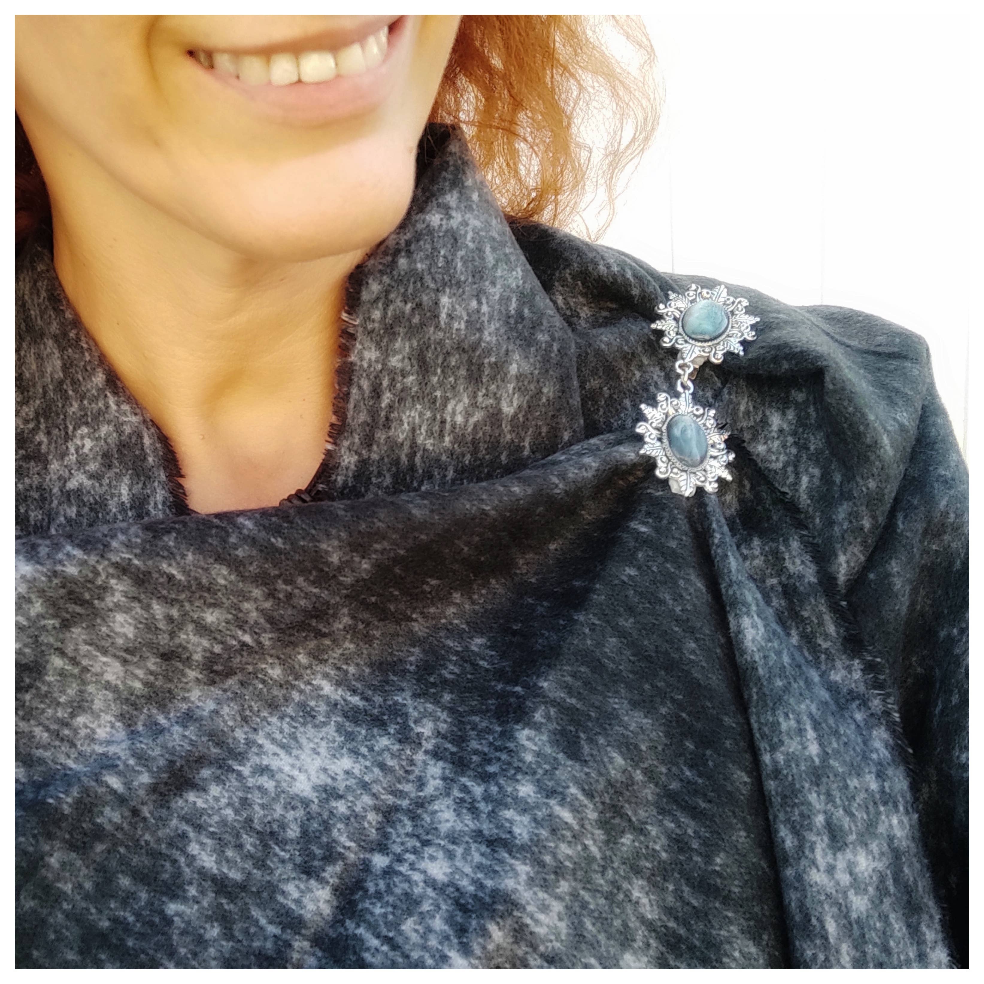 Cristina SJ creative shop - Wholesale Broche - Camee-speld met turquoise en zwarte steen voor sjaals en vesten7