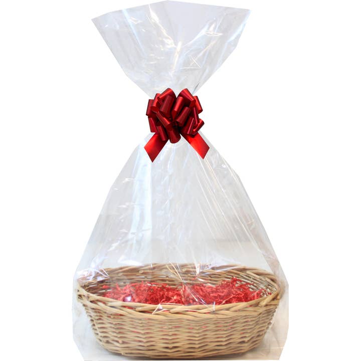 Wicker Hamper Gift Kits - Oval Baskets / RED (x5) for wholesale by Candi Gifts