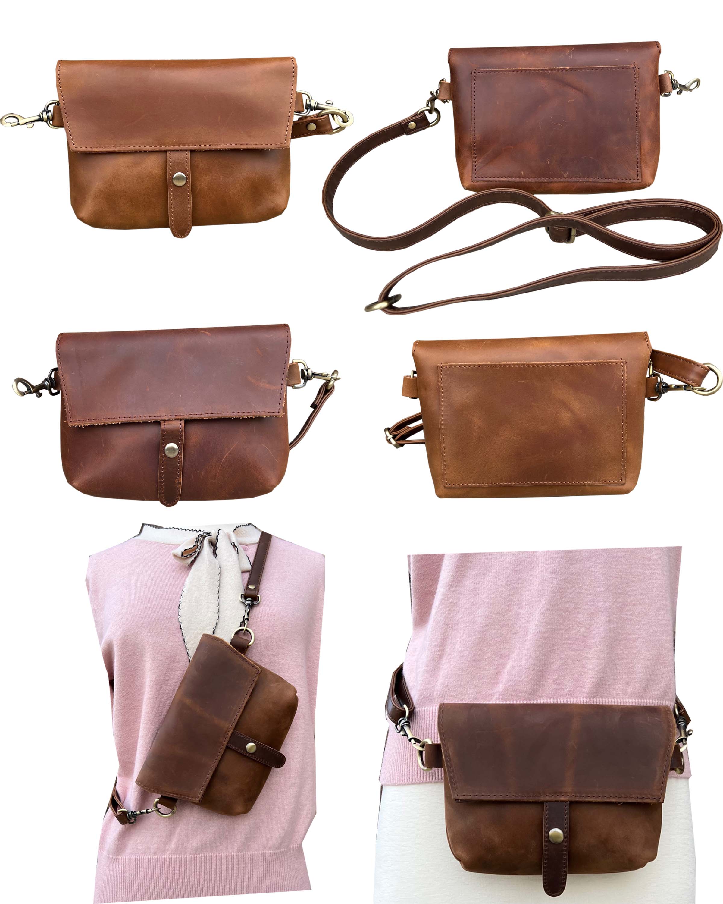 Roma Leathers, Inc. - Wholesale Crossbody Bag - Women's - W022S crazy horse genuine leather crossbody8