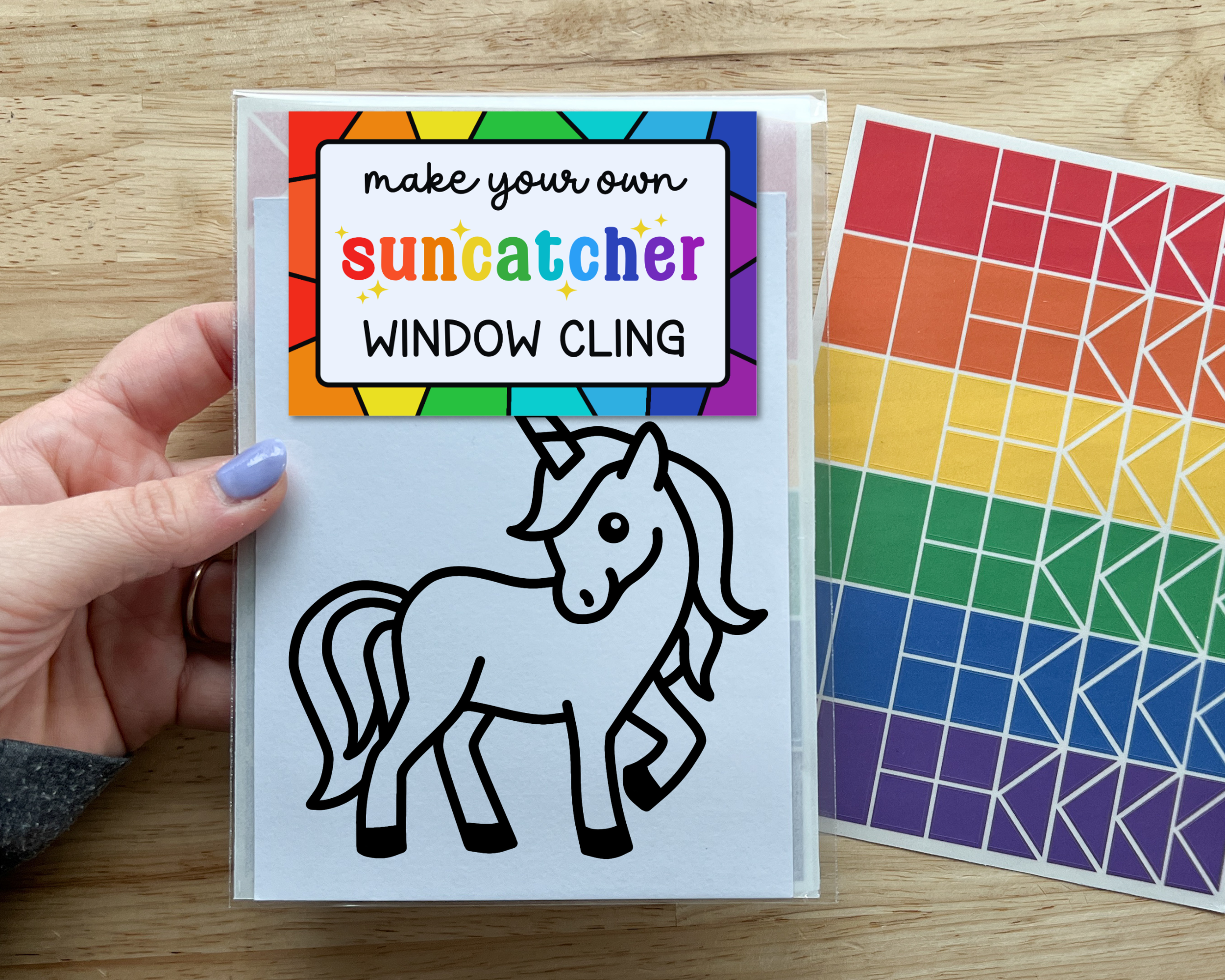 Calenlou Crafts - Wholesale DIY Craft Kit - Kids - Unicorn Suncatcher Sticker Craft Kits for Kids0