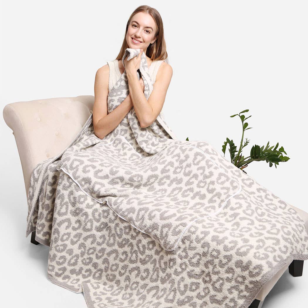 Fashion City - Wholesale Throw Blanket - 2 In 1 Leopard Print Throw Blanket & Pillow15
