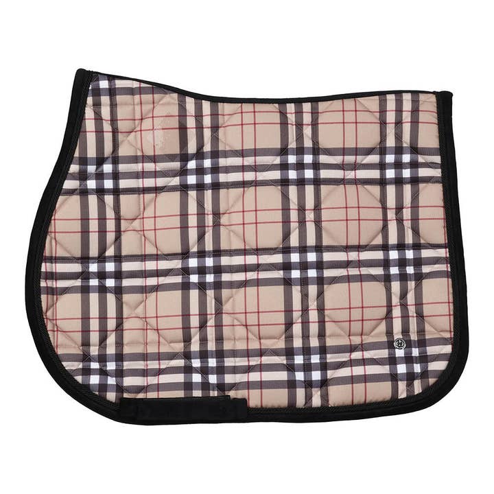 Dapplebay Holiday Plaid Pony Saddle Pad-Tan for wholesale by Dapplebay