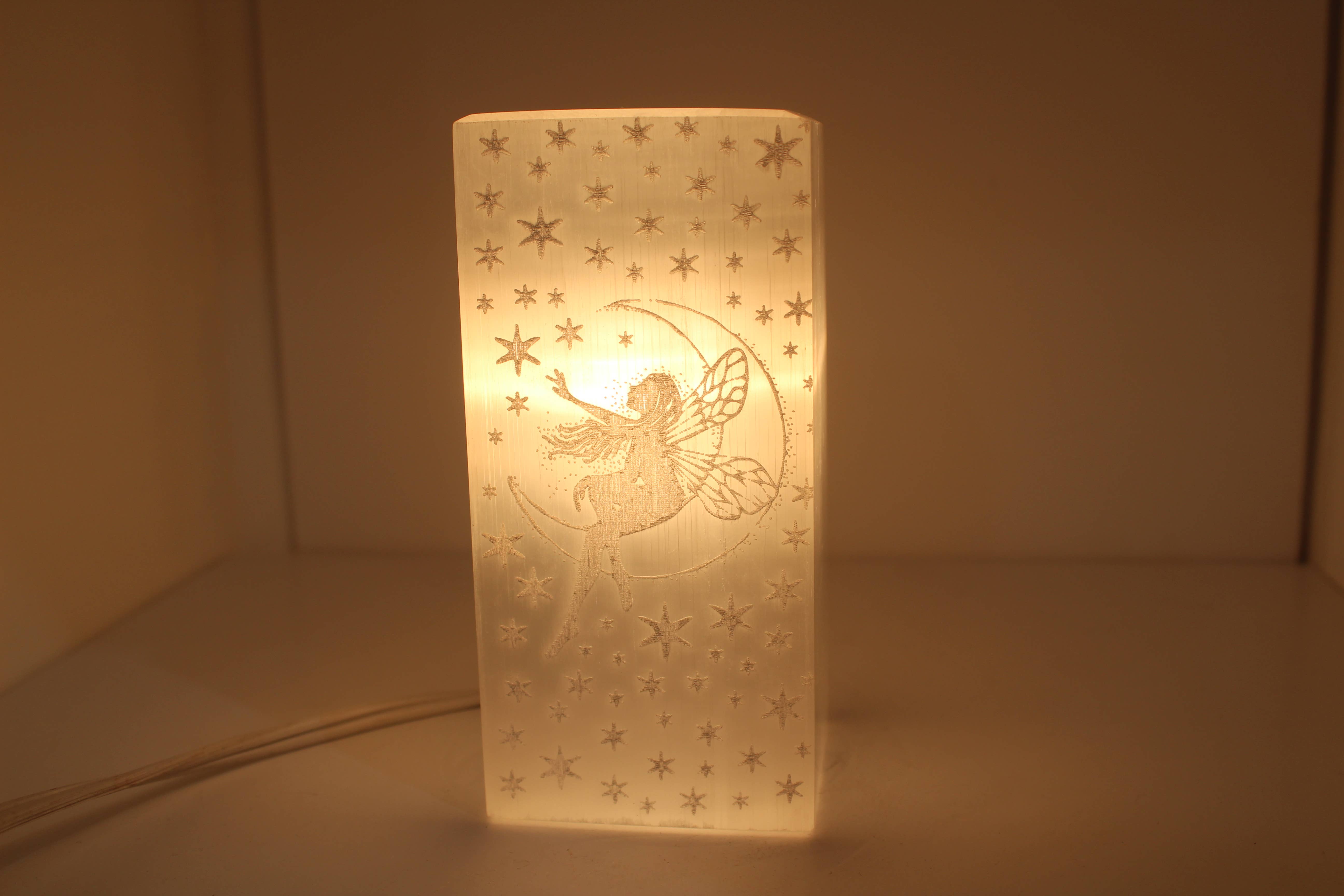 Quasar Gems USA - Wholesale Accent/Desk Lamp - Selenite Lamp Fairy Rectangle 15cm5