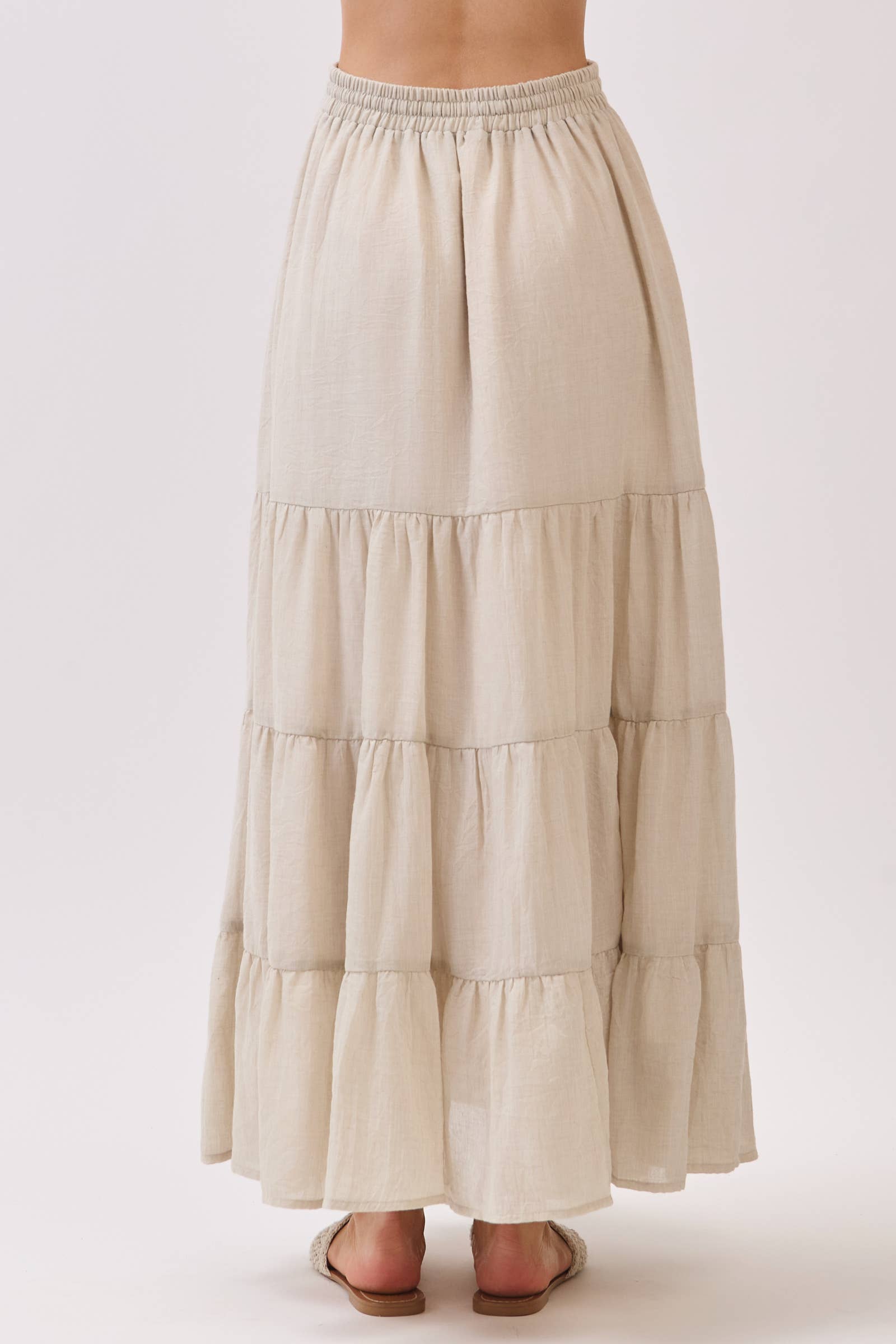 Final Touch - Wholesale Skirt - Women's - Tiered Coconut Tie Detail Maxi Skirt - VS300911