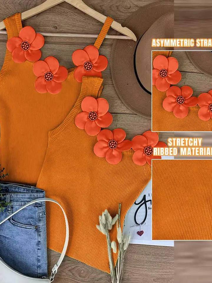 floral pattern beaded knit tank top for wholesale by Flarix