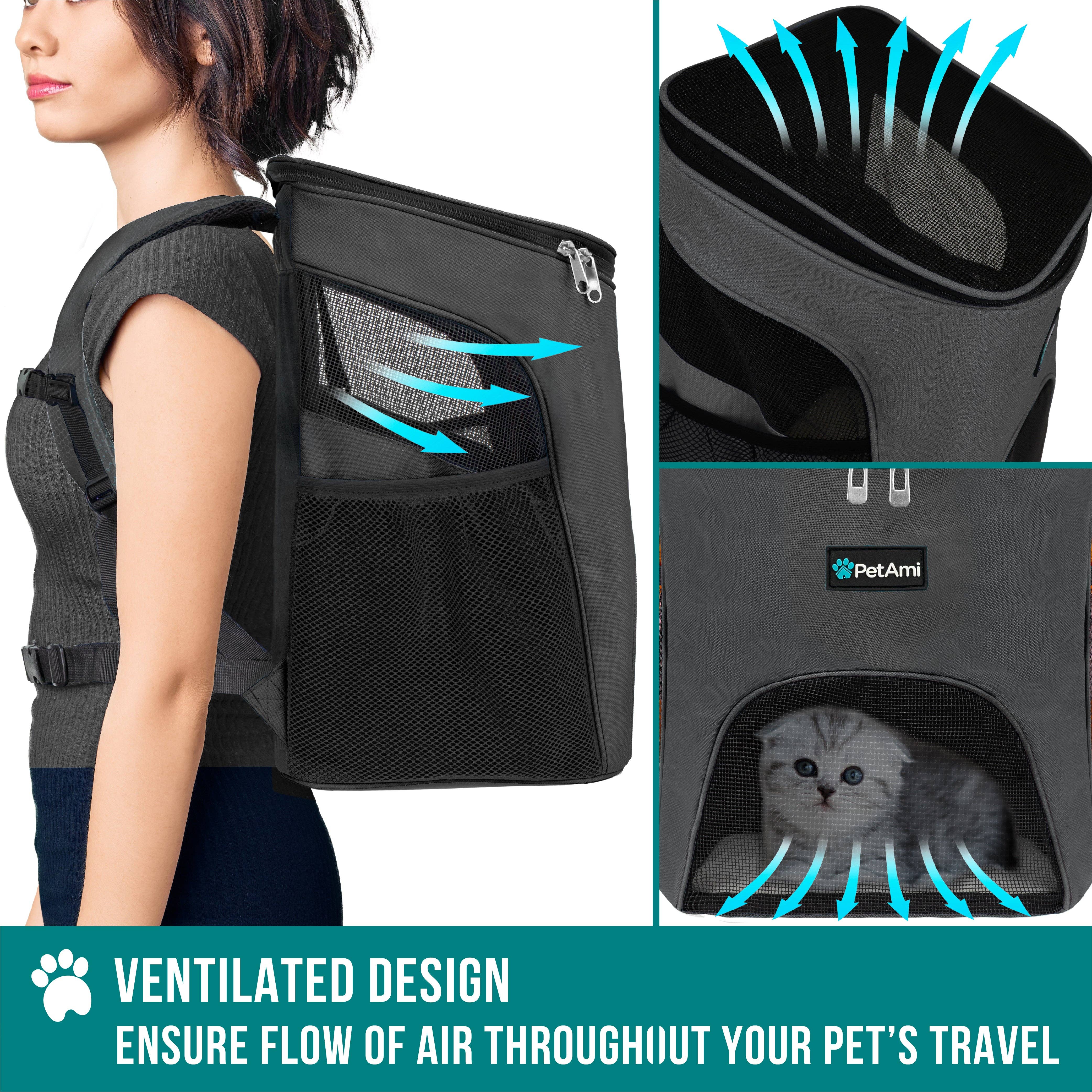 PetAmi - Vente Caisse de transport – chat et chien - Sac à dos pour animal avec entrée unique classique54