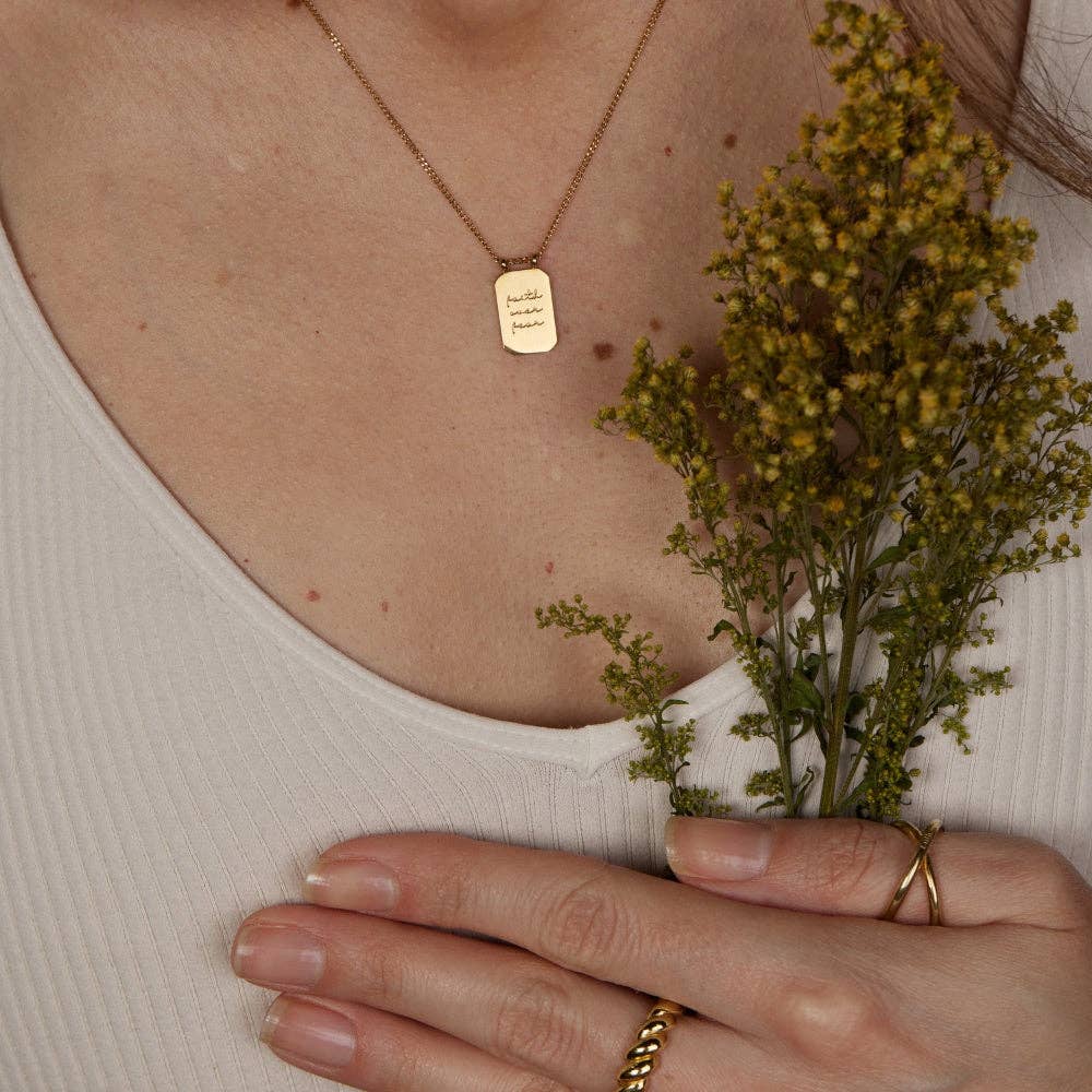 MantraBand - Wholesale Pendant/Charm Necklace - Faith Over Fear - 18k Gold-Dipped necklace6