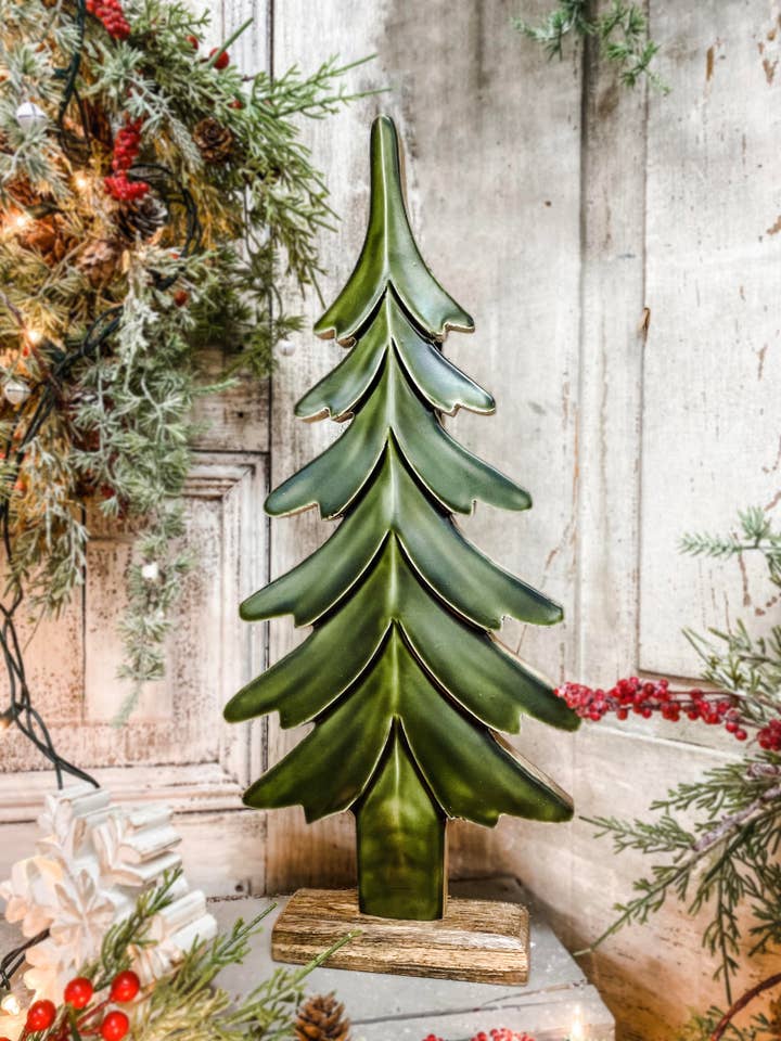 Wooden Tree w/ Green Enamel 9x2x20in for wholesale by Wholesale Home Decor