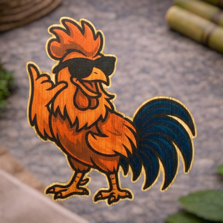 Shaka Rooster for wholesale by Bamboo Wood Stickers