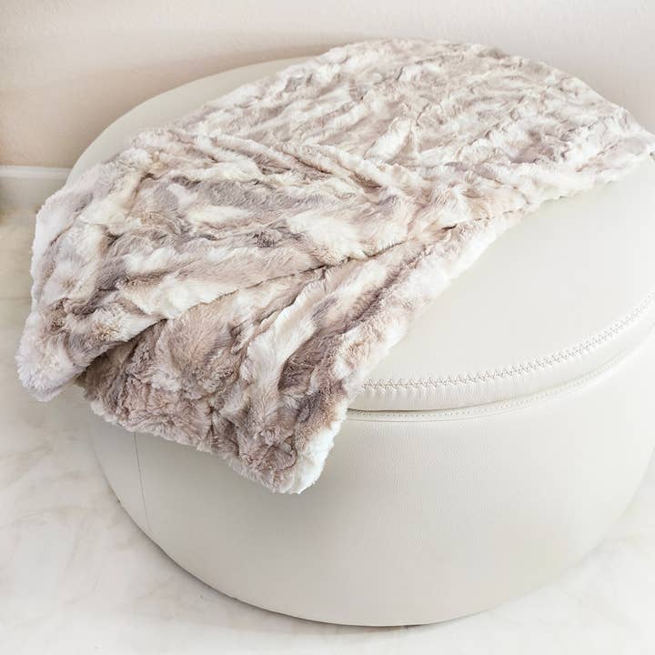 Marble/Tan/Cream 40 X 40 Minky Faux Fur Blanket for wholesale by Two Lumps of Sugar