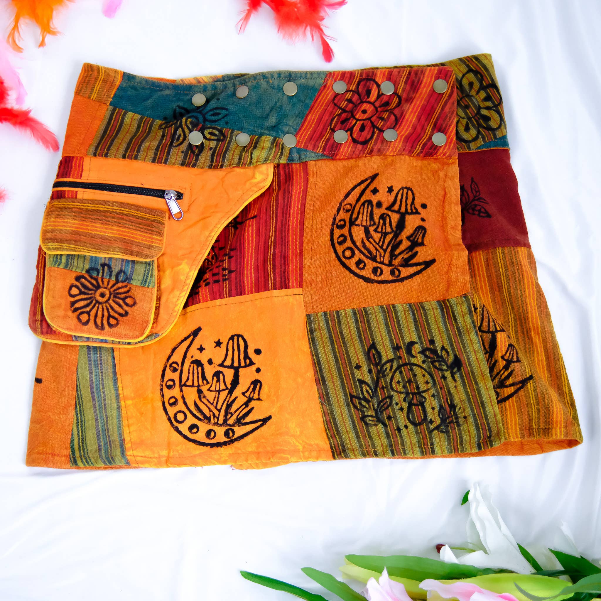 Karma Nepal Crafts - Wholesale Skirt - Women's - Patchwork Skirt with Button15