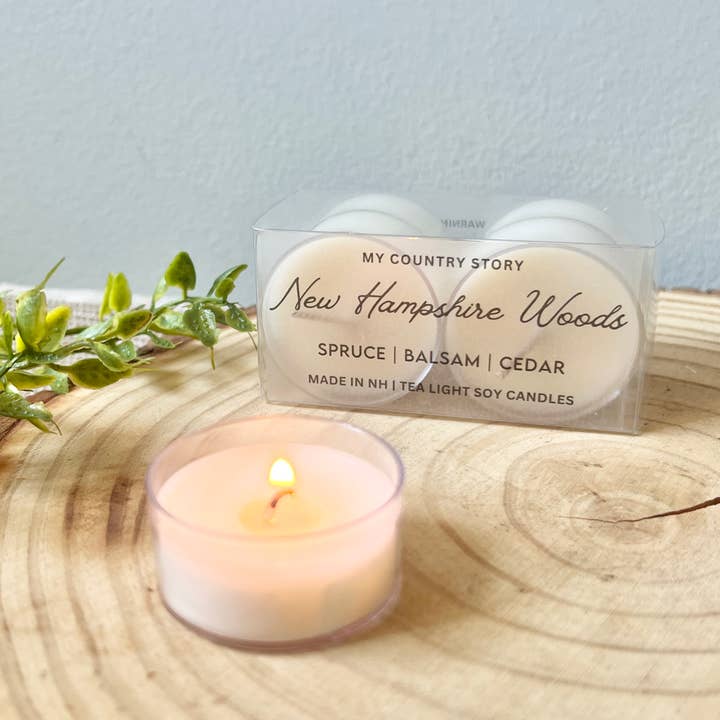 My Country Story - Wholesale Tea Light Candles - New Hampshire Woods Tea Light Candles - Set of 4