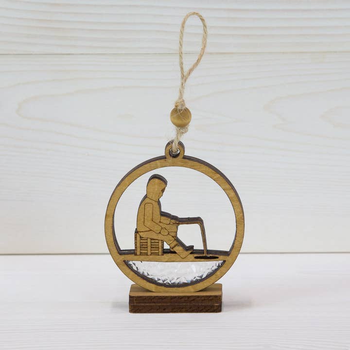 Ice Fishing Ornament for wholesale by Beyond The Kerf