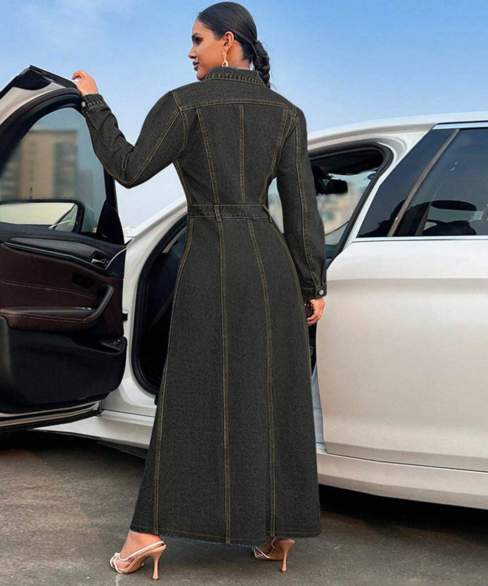 Aria Romance – wholesale Klänning - Dam – Knappfram Denimskjortklänning13