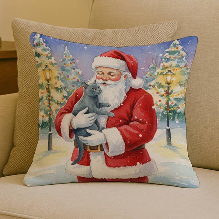 Korat Cat with Santa Claus Pillow 18x18 FNT1128 for wholesale by Caroline's Treasures
