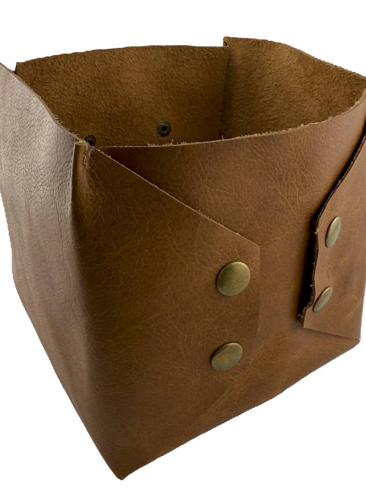 Brunia Leather Basket for wholesale by Blooming Grace Boutiques