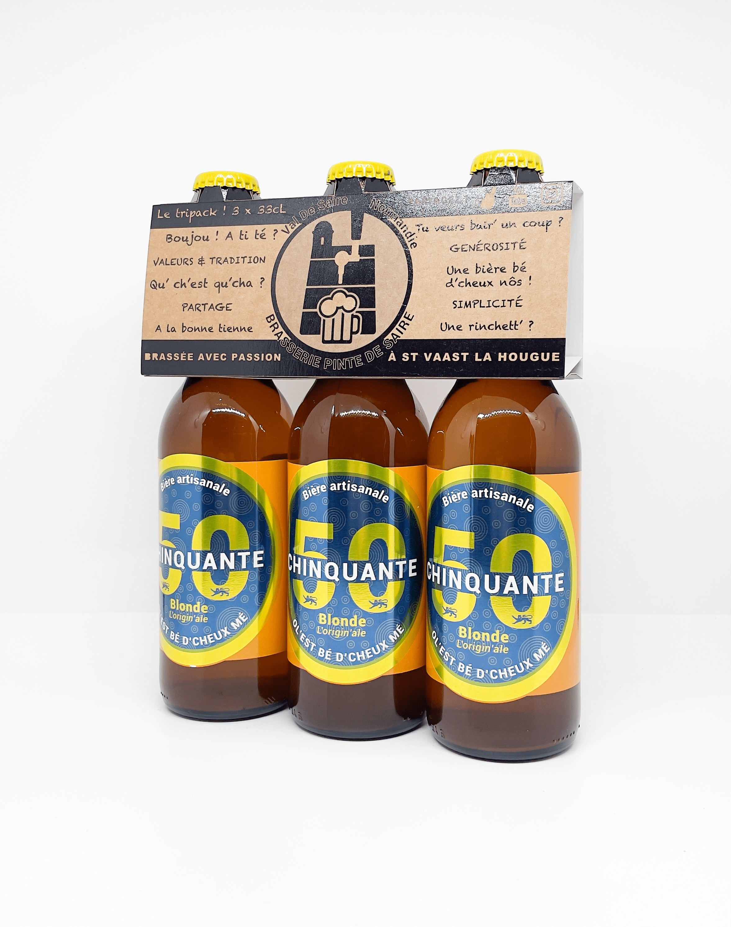 Brasserie Pinte de Saire - Wholesale Beer - Chinquante Blonde 5° Craft Beer - Tripack 3x33cl0