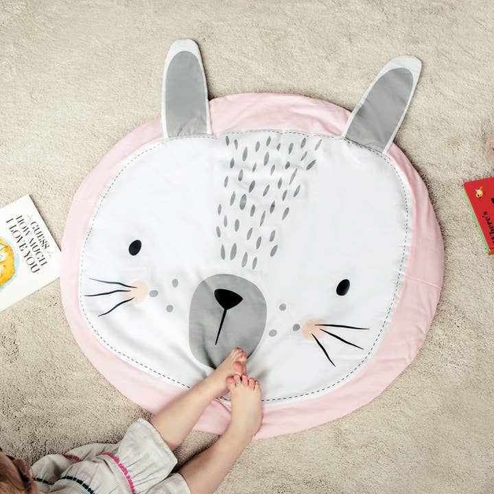 Personalised Bunny Face Baby Play Mat for wholesale by Studio Hop