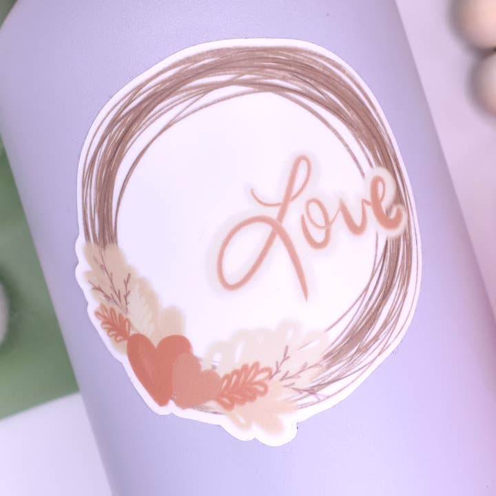 Love Wreath Sticker, 3x3in for wholesale by Sammy Jean Artist