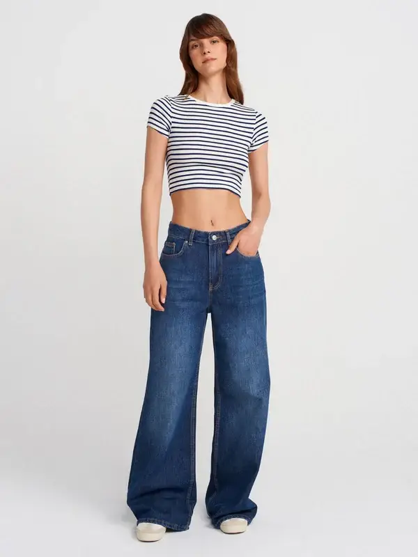 My 9Teen - Wholesale T-Shirt - Women's - Horizontal Stripes Crop Tee3