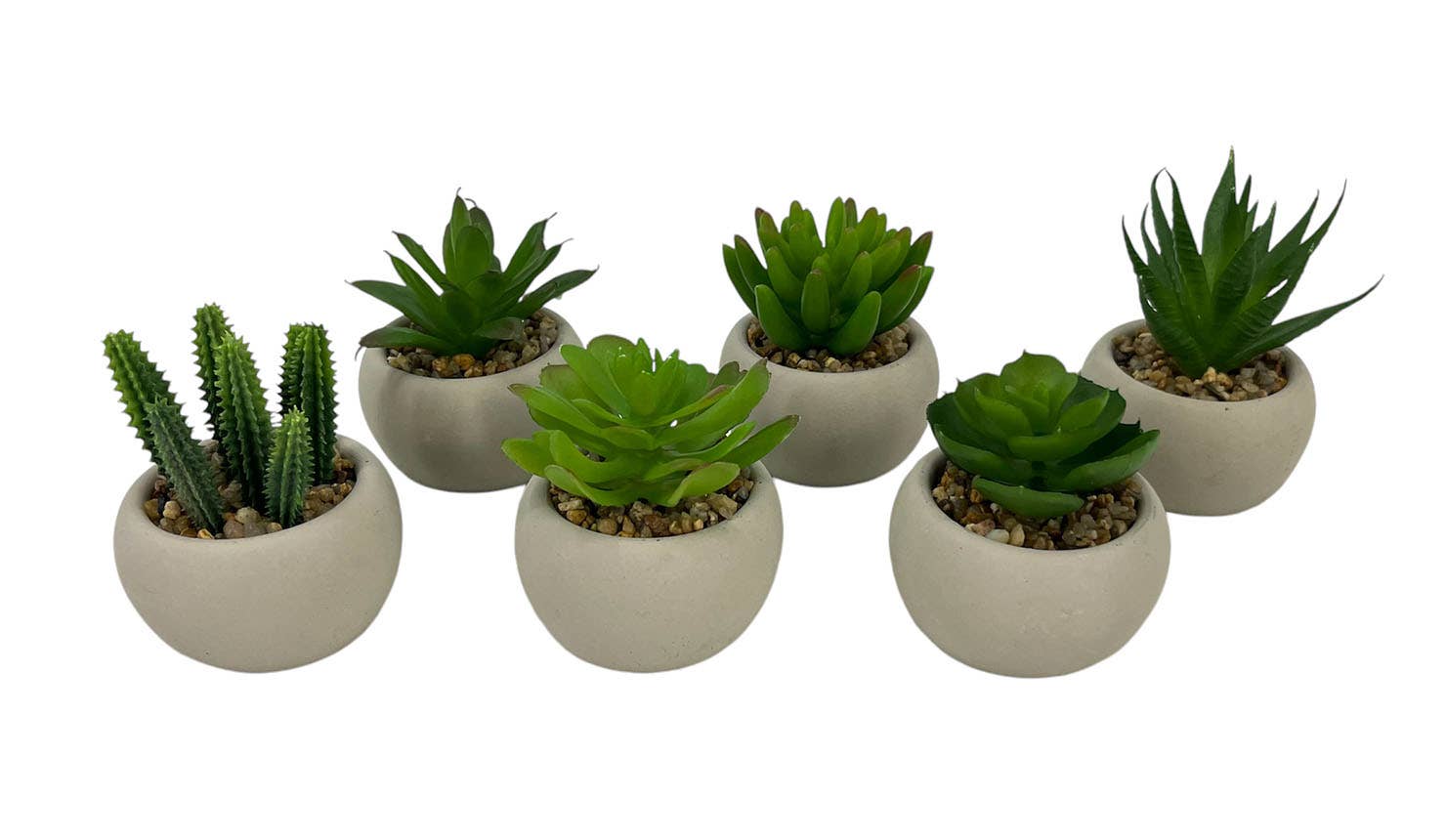 Aguilar Málaga - Wholesale Artificial Plant - CEMENT POT ASSORTED SUCCULENTS, 8cm H, 6cm W.0