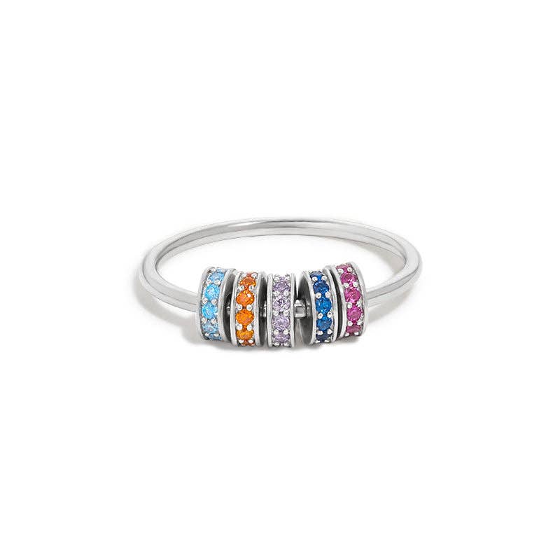 Perimade & Co. LLC - Wholesale Multi-Stone Ring - Rainbow Bead Fidget Spinner Ring in 925 Sterling Silver4