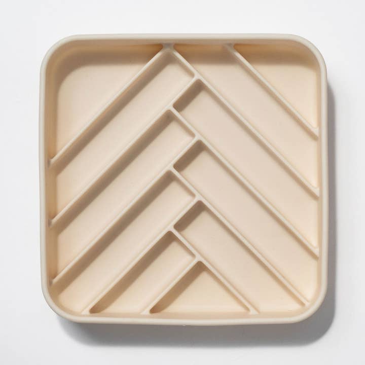 chevron slow feeder bowl - buttercream for wholesale by dogged