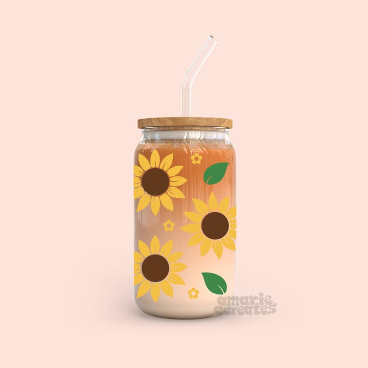 amarieacreates - Wholesale Drinking Glass/Cup - Sunflower Glass Cup