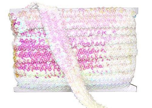 Mandala Crafts – Engroshandel Håndværk forsyninger – Mandala Håndværk Elastisk Paillet, Flad Glitter Stretch Bling Paillette Stof Bånd, Metallisk Applikation Trim Blonder til Kjole Pynt, Pandebånd56