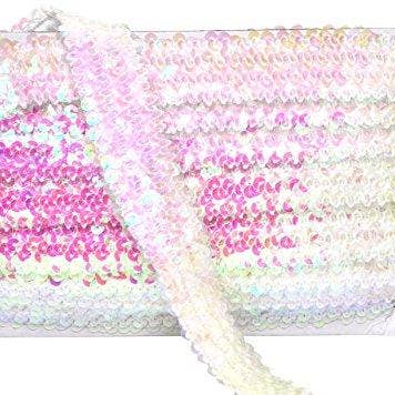 Mandala Crafts – Engroshandel Håndværk forsyninger – Mandala Håndværk Elastisk Paillet, Flad Glitter Stretch Bling Paillette Stof Bånd, Metallisk Applikation Trim Blonder til Kjole Pynt, Pandebånd56