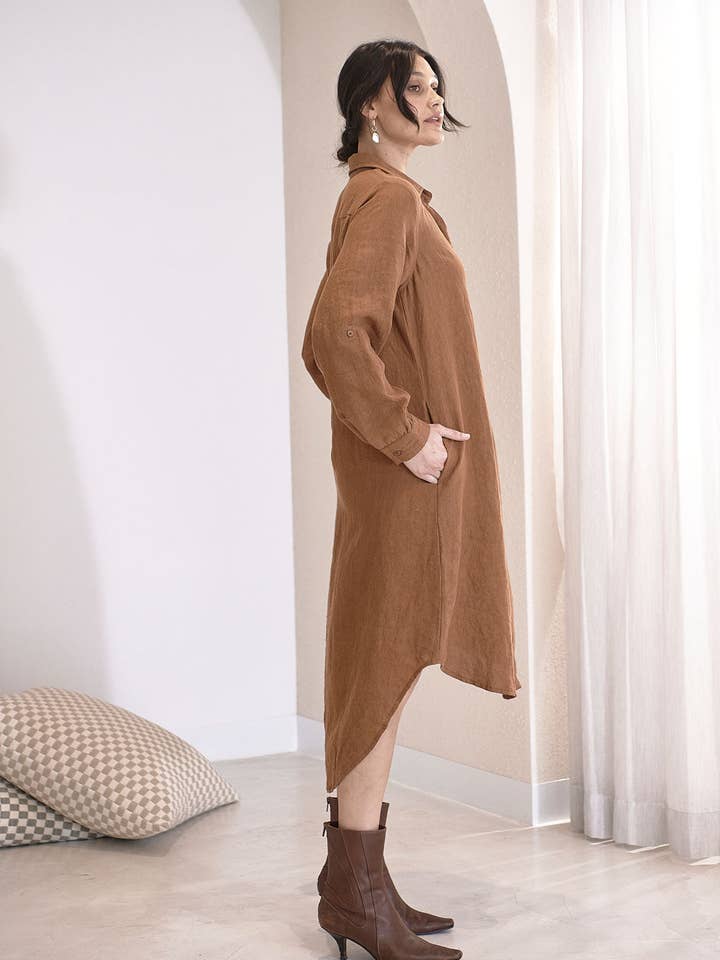 Muskot Grundläggande linneskjortklänning - Muskot för wholesale på Faire6